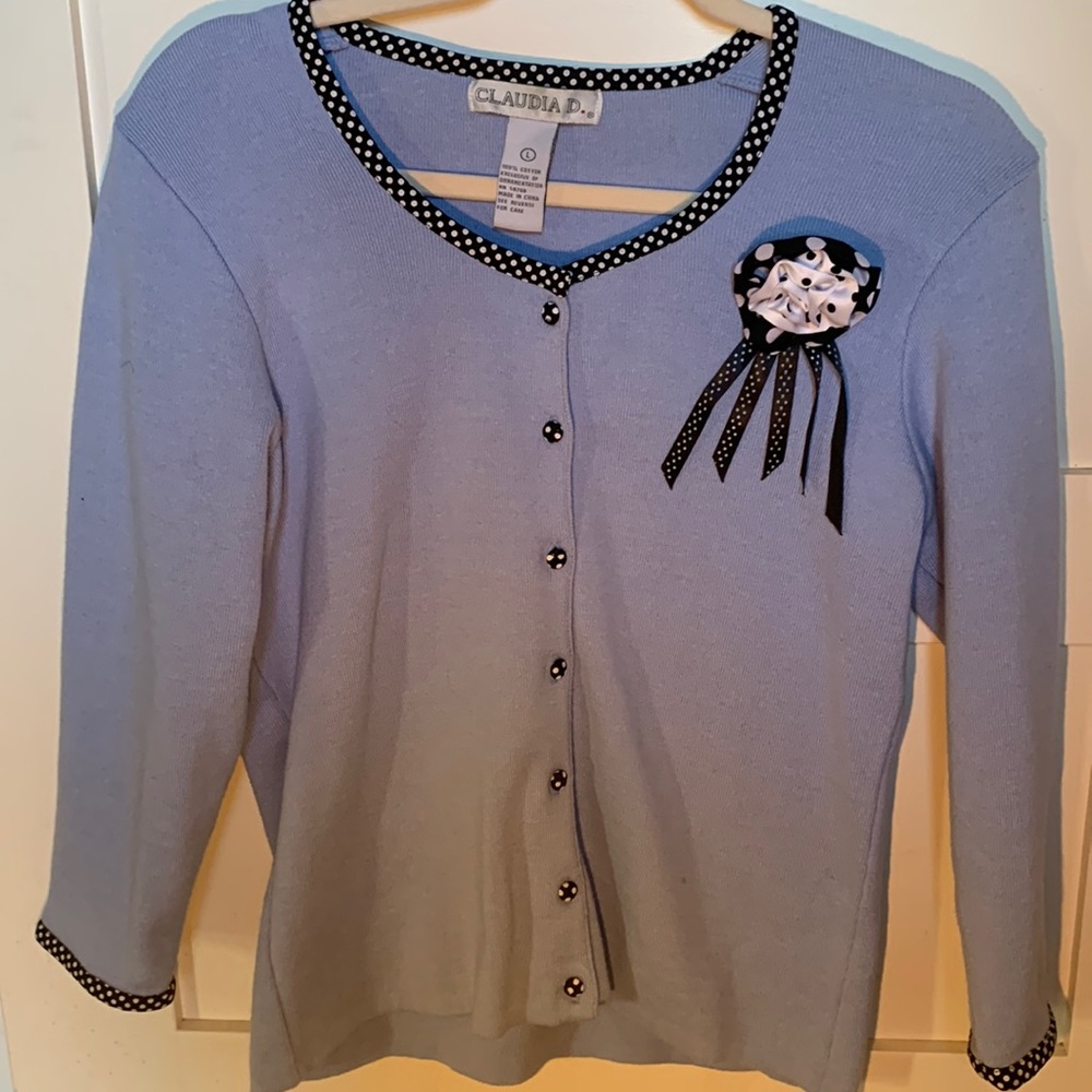 Vintage Powder Blue Cotton Sweater Claudia D.